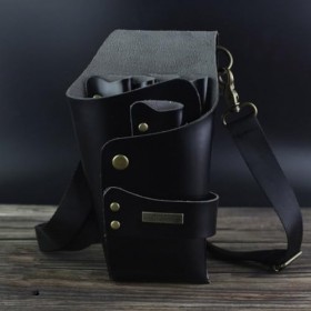 Sac banane portable pour ciseaux de barbier en polyuréthane adapté pour la coupe de cheveux et les outils de coiffure, Vert