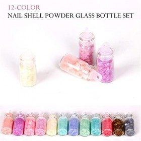 Coussin Onglerie 12 couleurs bouteille en verre de poudre de coquille 12 couleurs poudre de coquille décoration dongle pièce