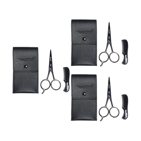 Healifty 3 Pièces 1 Ensemble Ciseaux à Moustache Ciseaux De Coiffure Ciseaux De Coupe De Cheveux Ciseaux Pour Tailler La Barb