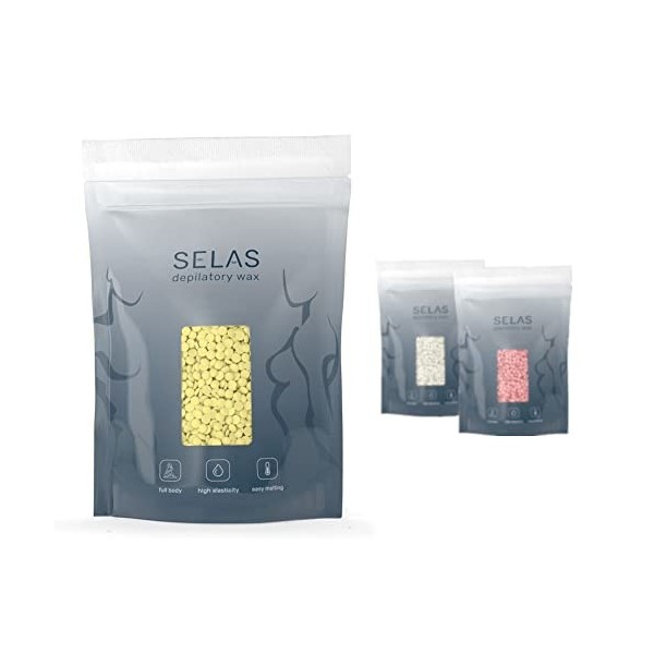 Perles de cire à épiler 1kg SELAS. Au choix, pour toutes les zones et tous les types de peau, en particulier les peaux sensib