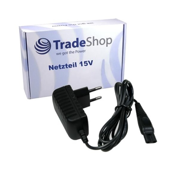 Trade-Shop Compatible avec chargeur secteur 15 V Philips RQ1141 RQ1145 RQ1151 RQ1155 RQ1175 RQ1178 RQ1185 RQ1187 RQ1195 RQ119