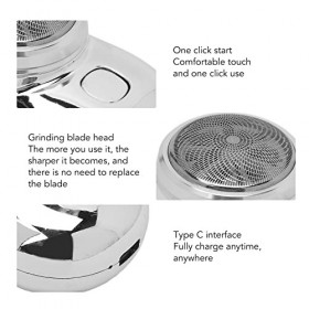 Tondeuse à Barbe électrique, Mini Tondeuse à Barbe Portable, Tondeuse de Toilettage de Barbe à Lame Lavable en Acier Inoxydab