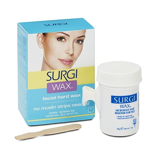 Surgi Wax Cire dure pour le visage pour femme – Cire pour tout le visage – Lèvre supérieure, menton, sourcils, joues et plus 