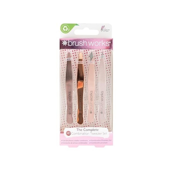 Brushworks HD Pincettes Combinaison Ensemble Or Rose 4 Pièces 4 Unités