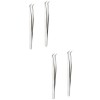 POPETPOP Pincettes À Cils Pour Extensions 4 Pièces Pincettes De Volume En Acier Inoxydable Pointe Dentelée Incurvée Pincettes