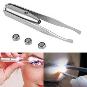 Ballylelly Outil dépilation des sourcils LED Épilateur portable pour les cheveux du visage Pince à épiler en acier inoxydabl