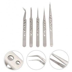 Beaupretty 5 Pièces Pince À Épiler De Sablage À Neuf Trous Ensemble De Manucure Professionnel Pince À Épiler Électronique Pin
