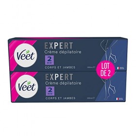VEET EXPERT - Crème Dépilatoire Poils Tenaces - Corps & Jambes - Agit en 2min - Lot de 2x200ml