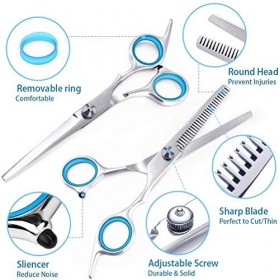 Bubuxy - Ciseaux de coiffure professionnels - Pour coiffure - En acier inoxydable - 17,5 cm