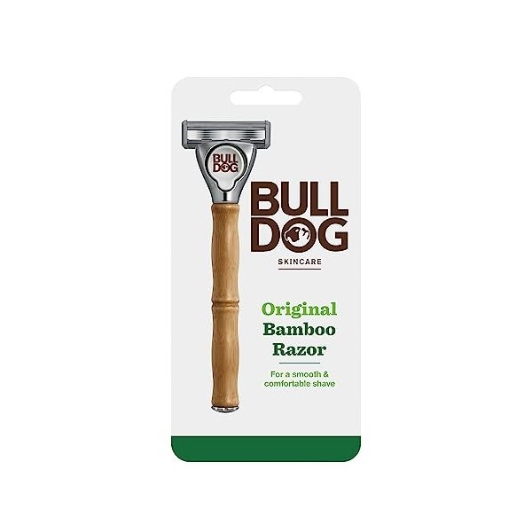 BULLDOG Skincare - Rasoir original en bambou pour homme + lame supplémentaire pour le rasage