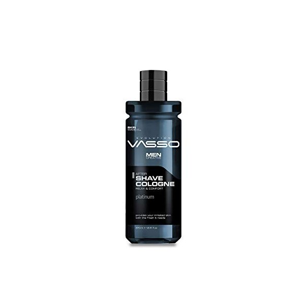 Après-rasage professionnel au parfum boisé Vasso Aftershave Platinum 350 ml.