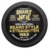 Gnarly Joe Cire coiffante et lissante pour barbe pour homme – 50 g – Ingrédients 100 % naturels non parfumés – Beurre de kari