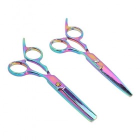 Ciseaux de Coupe de Cheveux 2 Pièces Haute netteté, Ciseaux Amincissants Lissants en Acier Inoxydable, Coupe Uniforme, Coupe 