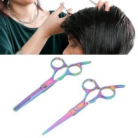 Ciseaux de Coupe de Cheveux 2 Pièces Haute netteté, Ciseaux Amincissants Lissants en Acier Inoxydable, Coupe Uniforme, Coupe 