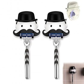 Lot de 2 supports muraux créatifs pour rasoir avec ventouse, support de rasoir pour barbu