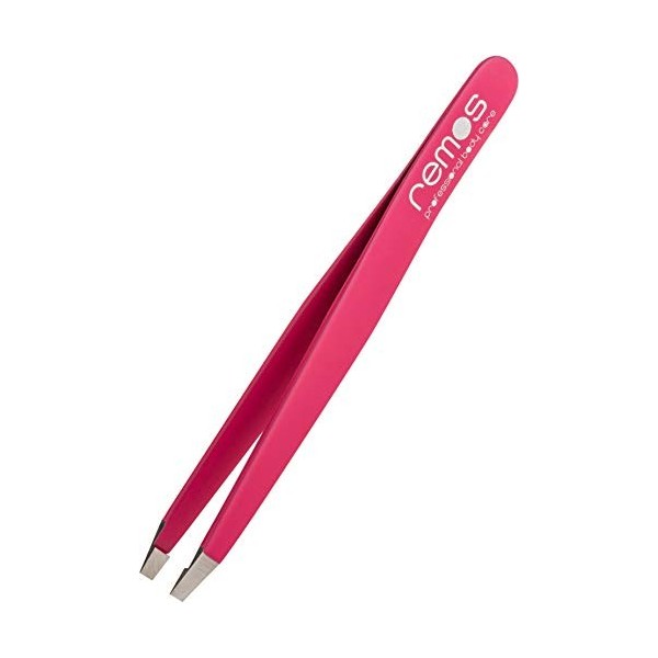 REMOS Pince à épiler les sourcils inox avec pointe droite 9.5 cm en fuchsia