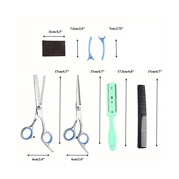 JZK Kit de ciseaux professionnels pour cheveux, Set ciseaux de coupe de cheveux, kit ciseaux de coiffeur salon, set de ciseau