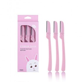 Guang-T Kit de rasage 3 pièces pour sourcils et poils du visage pour femme Rose