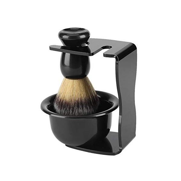 Delaman Kit de Rasage, Men Shaving Care Tools Set Blaireau de Rasage Professionnel + Rasage de Brosse à Raser + Bol à Raser 3