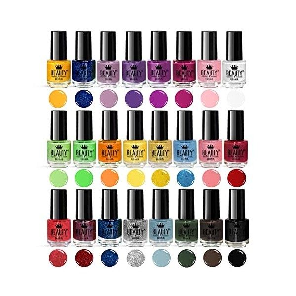 Set de 24 Vernis à Ongles 24 Couleurs Différentes Vives Cadeau Parfait 5 ml Set B …