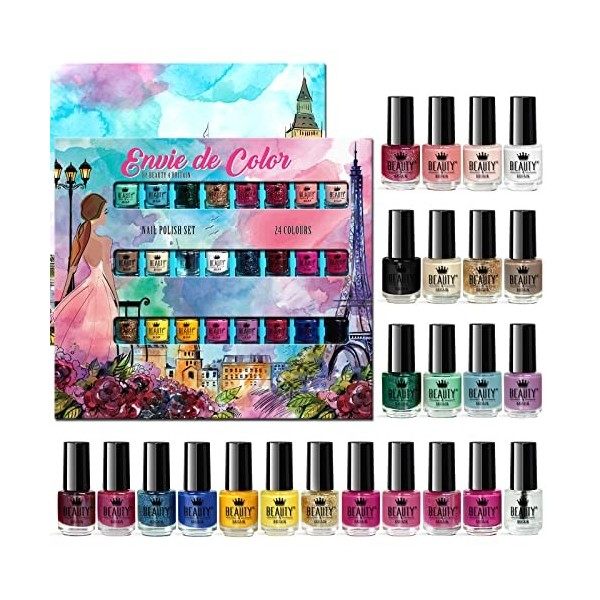 Set de 24 Vernis à Ongles 24 Couleurs Différentes Vives Cadeau Parfait 5 ml Set B …