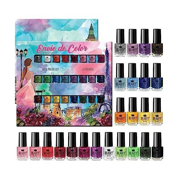 Set de 24 Vernis à Ongles 24 Couleurs Différentes Vives Cadeau Parfait 5 ml Set B …