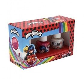 Miraculous, Coffret de 3 Vernis à leau, Blanc Pailleté, Rose Pailleté, Bleu Pailleté, Bague, Kids, Enfants, Manucure, Pedicu