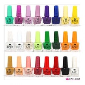 Beauty4Britain Set de 24 Vernis à Ongles Couleurs Vives 24 Couleurs Différentes Modernes Bouteille 5 ml Set B 