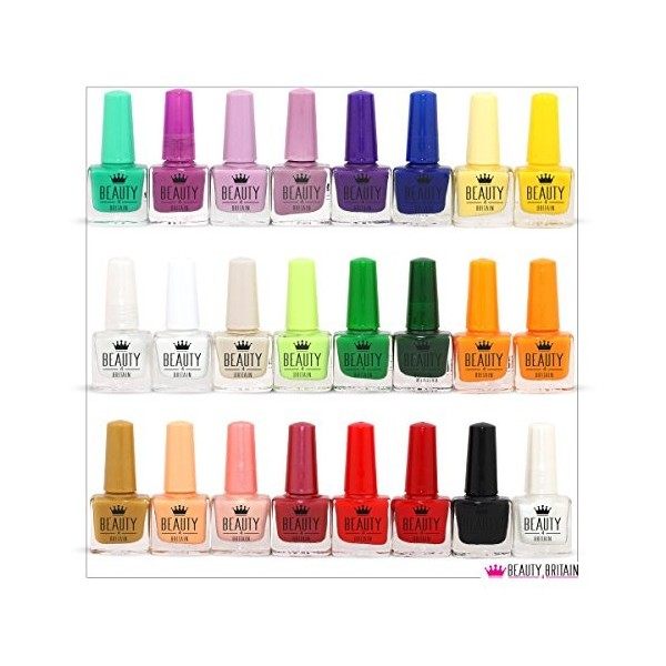 Beauty4Britain Set de 24 Vernis à Ongles Couleurs Vives 24 Couleurs Différentes Modernes Bouteille 5 ml Set B 