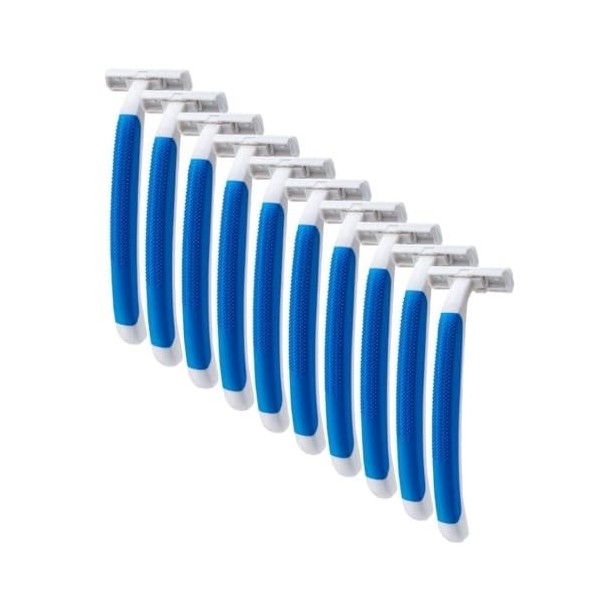 Lot de 50 rasoirs jetables en acier inoxydable avec poignée antidérapante pour homme et support de rasoir en acier inoxydable