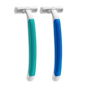 Lot de 50 rasoirs jetables en acier inoxydable avec poignée antidérapante pour homme et support de rasoir en acier inoxydable