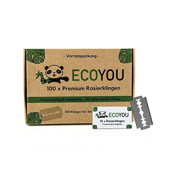 EcoYou - Lames de Rechange pour Rasoir Classique - Set 100 Lames, Lames de Rechange Inoxydable pour Rasoir, Parfait Cadeau Da