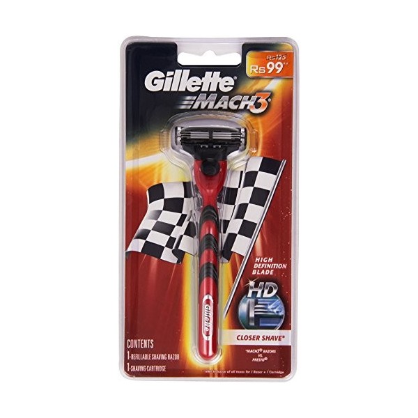 Gillette Mach3 Lot rasoir à barbe et recharge, lame HD