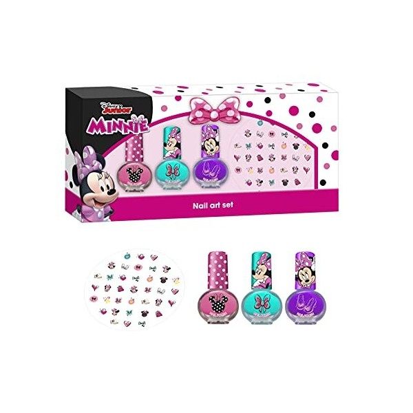 Minnie Set Uñas 3 Esmalt+Pegat