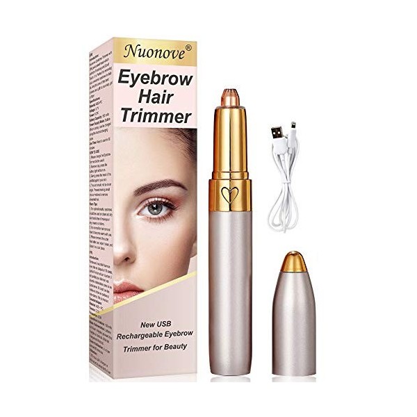 Tondeuse à Sourcils, Epilateur Sourcil, Épilateur Sourcils Électrique, Eyebrow Trimmer, USB - Épilateur Sourcils Femme, LED R