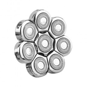 Tête de rasoir électrique à 8 têtes pour homme, étanche, humide et sec argent 