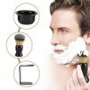 POFET Kit de rasage professionnel 3-en-1 pour homme avec cadre de rasage, bol à raser, blaireau
