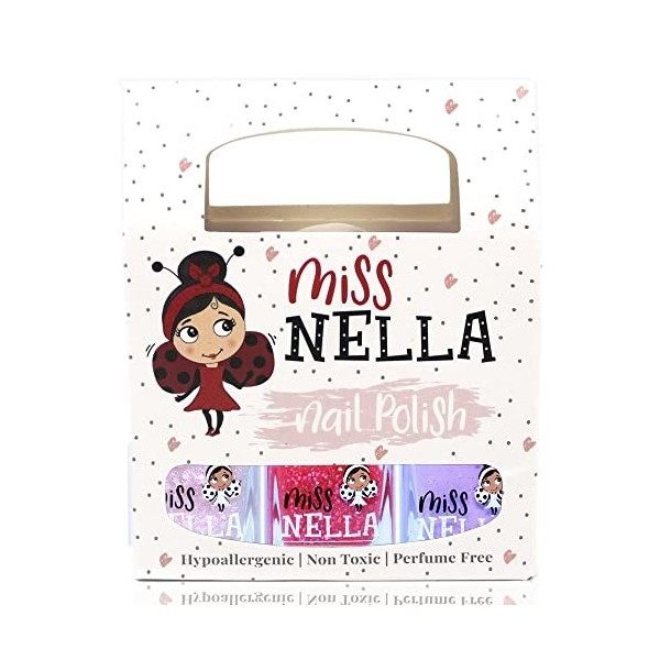 Miss Nella PARTY COLLECTION- SET de 3 vernis à ongles peel off, sans odeur, sans eau et sauf pour les enfants-bleue, claire &