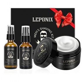 Kit de rasage pour homme, kit essentiel comprenant une crème à raser au bois de santal, une lotion après-rasage pour homme et
