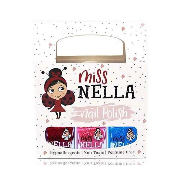 Miss Nella PARTY COLLECTION- SET de 3 vernis à ongles peel off, sans odeur, sans eau et sauf pour les enfants-bleue, claire &