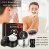 Set de rasage pour hommes, set de rasage pour hommes comprend bois de santal crème à raser, savon à raser, brosse à raser, bo