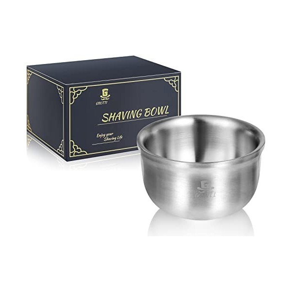 Bol de mousse de rasage GRUTTI, tasse de savon de rasage durable pour hommes de 10.5CM brillant de haute qualité à trois couc