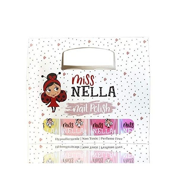 Miss Nella collection dété SET de 4 briller vernis à ongles peel off, sans odeur, sans eau et sauf pour les enfants rose, vi