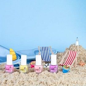 Miss Nella collection dété SET de 4 briller vernis à ongles peel off, sans odeur, sans eau et sauf pour les enfants rose, vi