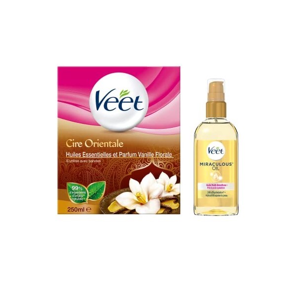 Veet PURE - Cire Chaude au Sucre et Vanille - Epilation Sans Bande - 250ml