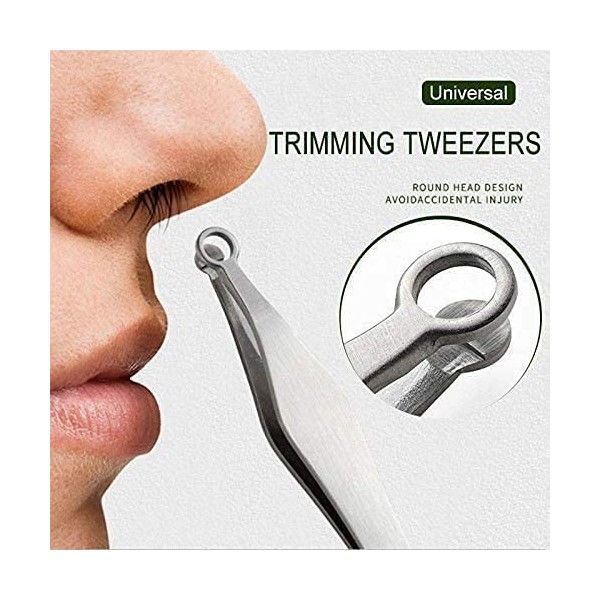 FWGZ Nose Hair Tweezers Rounded, Round Head Grooming Scissor Eyebrow Clippers Trimmer, Painless Precision Tool, Rust-Resistan