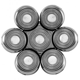 Qutsvosh TêTe de Coupe de Rechange pour Rasoir éLectrique pour Homme Tondeuse à Barbe Wet et Dry 7D Floating Heads Blade Silv