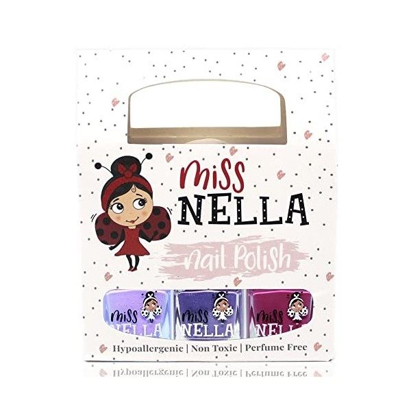 Miss Nella Paillettes Roses- Set de 3 vernis à ongles peel off, sans odeur, sans eau et sauf pour les enfants - Tickle Me Pin