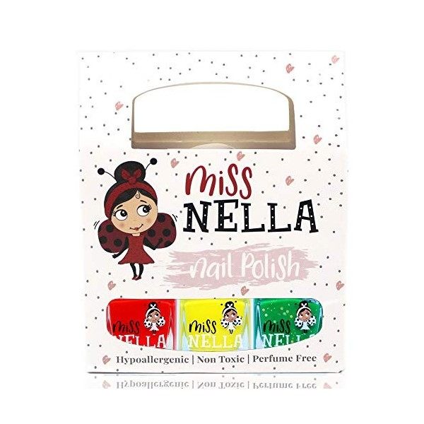 Miss Nella Paillettes Roses- Set de 3 vernis à ongles peel off, sans odeur, sans eau et sauf pour les enfants - Tickle Me Pin