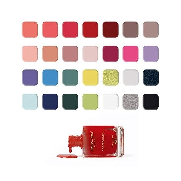 Simon&Tom Set de 28 Vernis à Ongles - 28 Couleurs Différentes Cadeau Parfait Kit x 12ml - Finition professionnelle - Séchage 